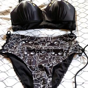 Kitty Cat Bikini Set Underwire Padded Bathing Swim
